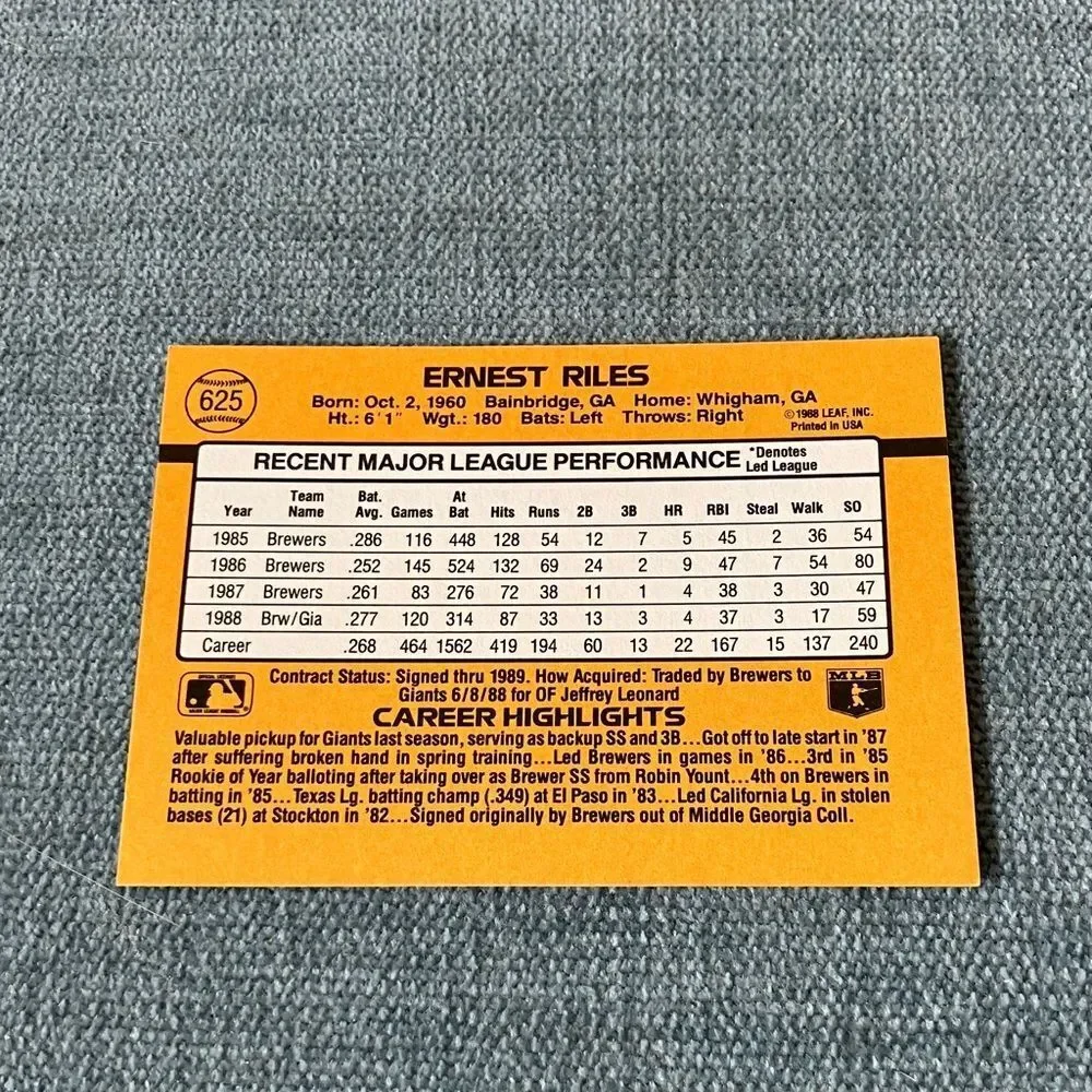 1989 Donruss San Francisco Giants Baseball Card Trading Card